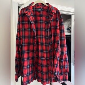 Lucky Brand Red and Navy Plaid Flannel Shirt
